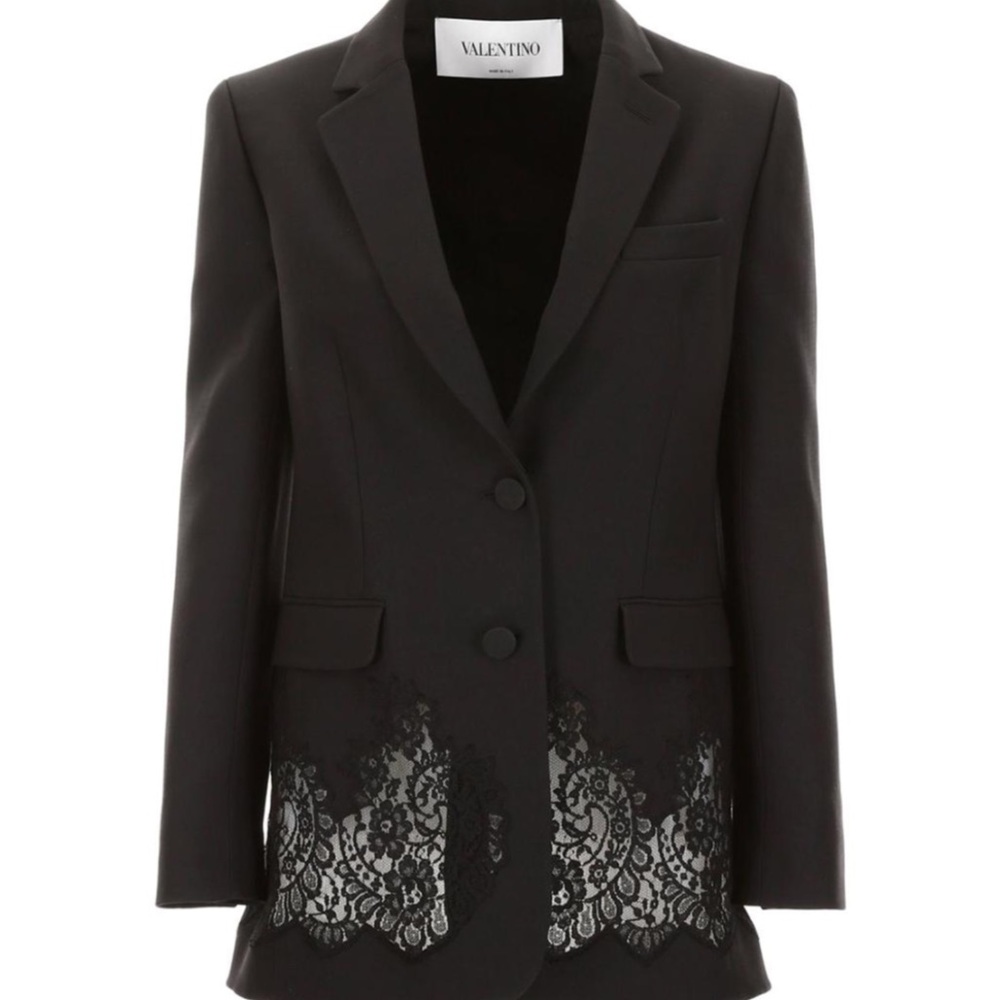 Valentino Black Lace Trim Blazer